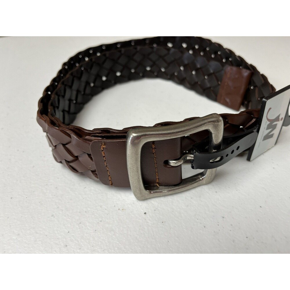 JW -Unisex -Woven Genuine Bonded Leather Belt -Brown w/Studs On The End -Size XL